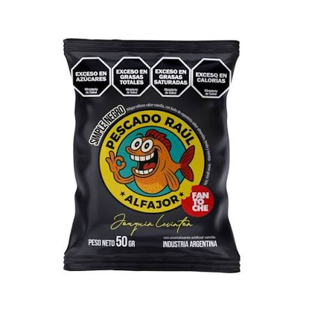 ALFAJOR  FANTOCHE PESCADO RAUL 50 GRS NEGRO  (comprando 3 o más precio mayo
